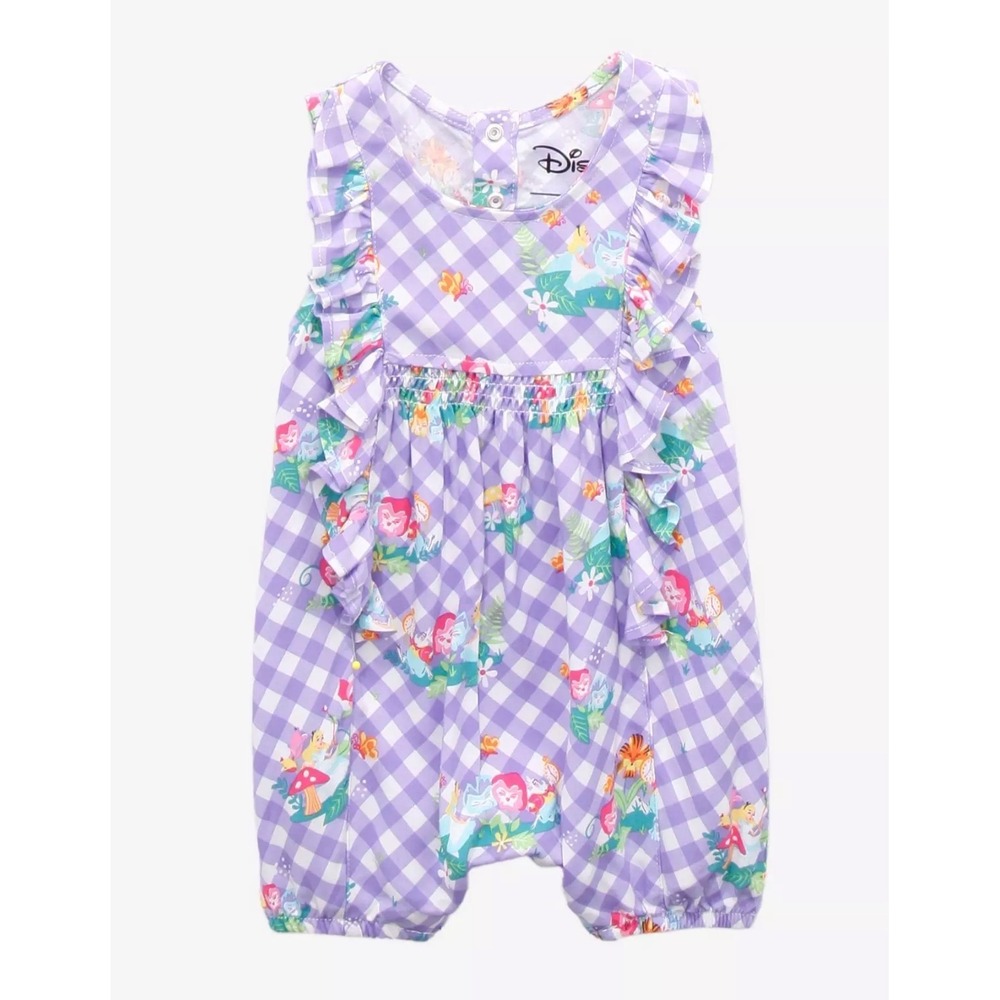 Disney Our Universe Alice in Wonderland Purple Gingham Romper 12 Month Baby Girl